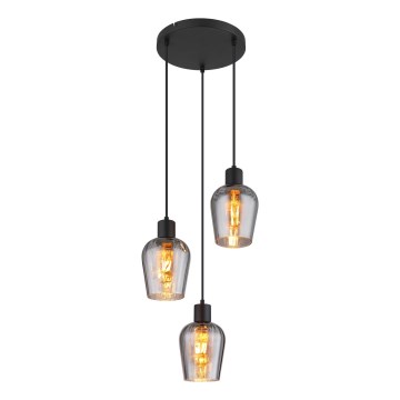 Globo - Hanglamp aan een koord 3xE27/40W/230V diameter 28,5 cm zwart