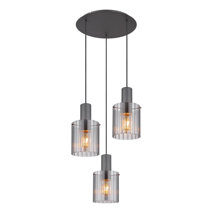 Globo - Hanglamp aan een koord 3xE27/40W/230V diameter 48 cm grijs