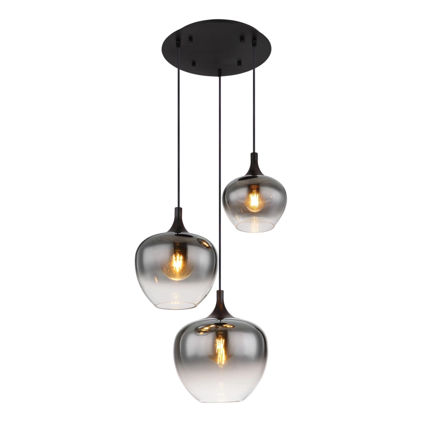 Globo - Hanglamp aan een koord 3xE27/40W/230V diameter 48 cm zwart