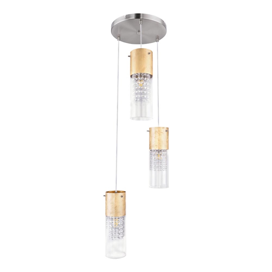 Globo - Hanglamp aan een koord 3xE27/60W/230V diameter 30 cm goud