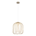 Globo - Hanglamp aan kabel 1xE27/40W/230V Ø 35 cm beige/wit