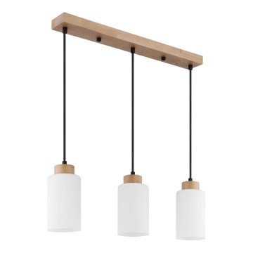 Globo - Hanglamp aan kabel 3xE27/60W/230V eiken/wit