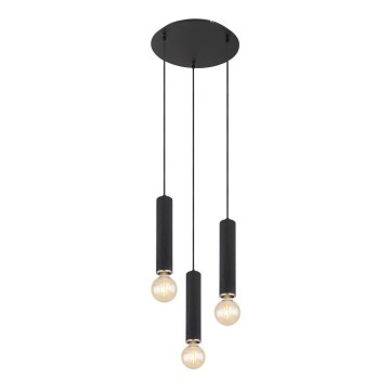 Globo - Hanglamp aan kabel 3xE27/60W/230V zwart hout