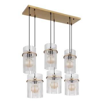 Globo - Hanglamp aan kabel 6xE27/60W/230V goudkleurig