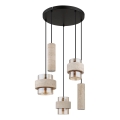 Globo - Hanglamp met kabel 3xE27/40W/230V + 2xGU10/10W, travertijn