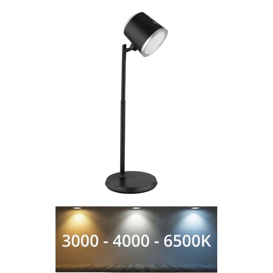 Globo - Lampe de table tactile à intensité variable 4en1 LED/6W/3,7V 3000K/4000K/6500K 1500 mAh USB noir