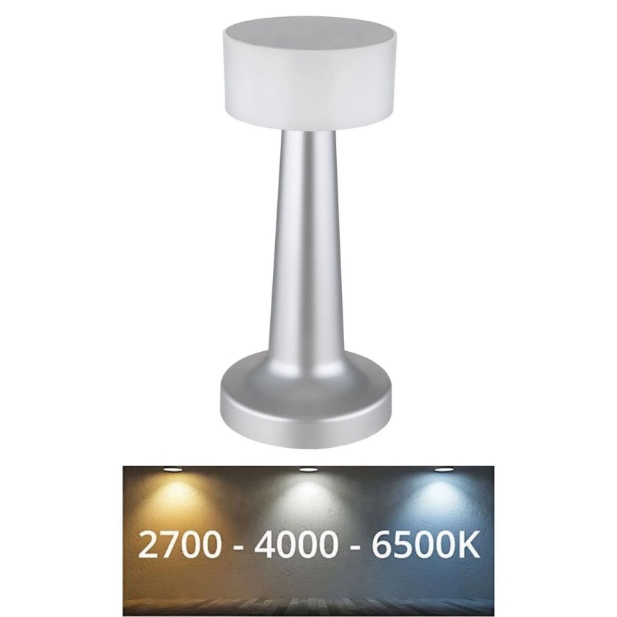 Globo - Lampe de table tactile à intensité variable LED/1W/3,7V 2700K/4000K/6500K 800 mAh USB chrome mat