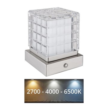 Globo - Lampe de table tactile à intensité variable LED/2,5W/3,7V 2700K/4000K/6500K 1800 mAh USB chrome mat