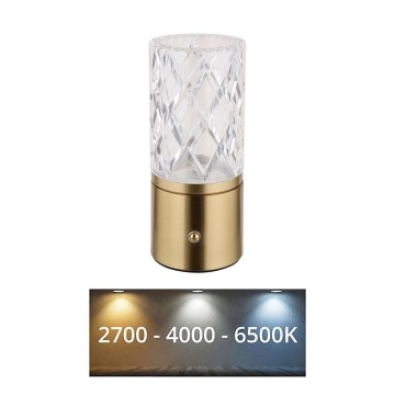 Globo - Lampe de table tactile à intensité variable LED/2,5W/3,7V 2700K/4000K/6500K 1800 mAh USB doré