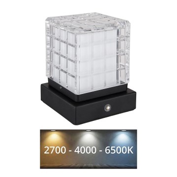 Globo - Lampe de table tactile à intensité variable LED/2,5W/3,7V 2700K/4000K/6500K 1800 mAh USB noir