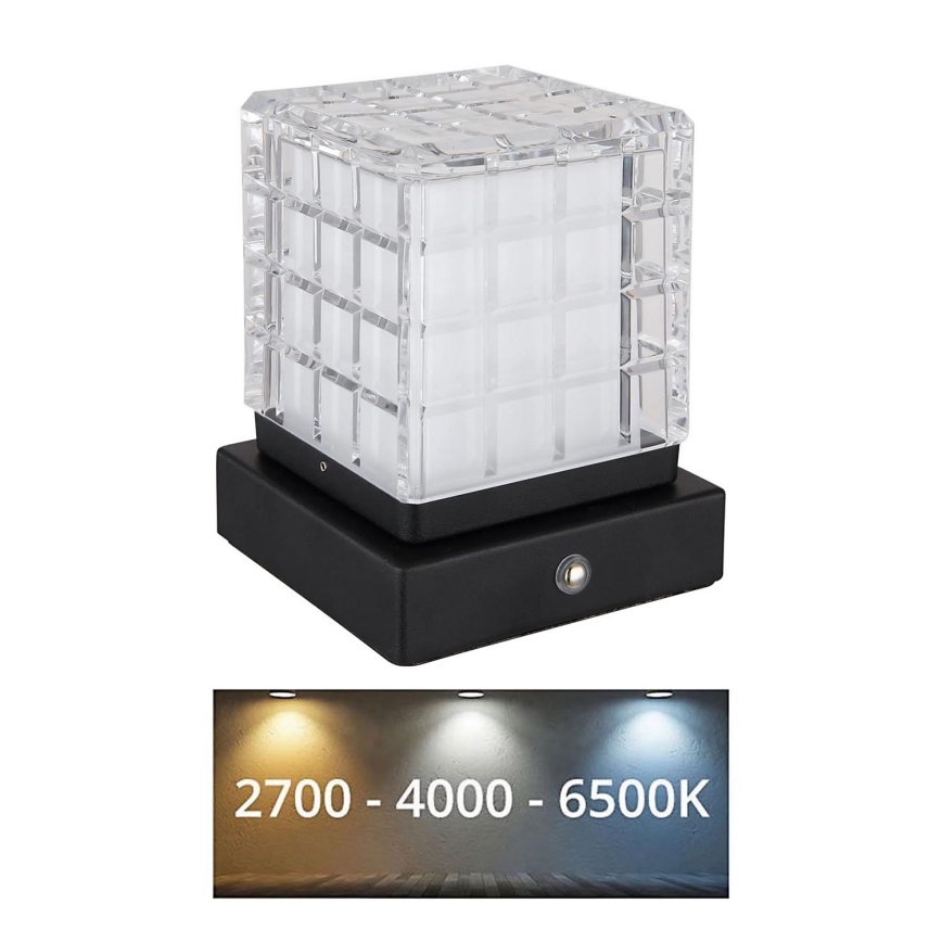 Globo - Lampe de table tactile à intensité variable LED/2,5W/3,7V 2700K/4000K/6500K 1800 mAh USB noir
