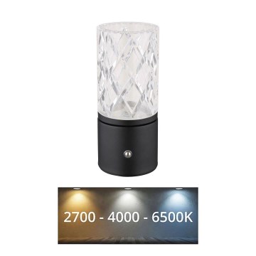 Globo - Lampe de table tactile à intensité variable LED/2,5W/3,7V 2700K/4000K/6500K 1800 mAh USB noir