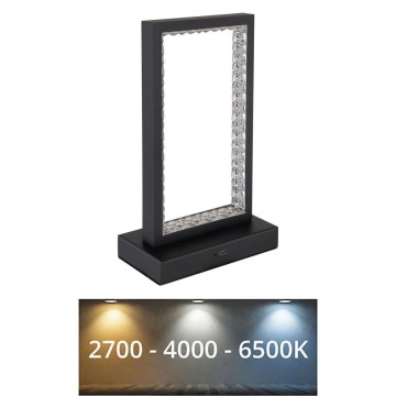 Globo - Lampe de table tactile à intensité variable LED/3W/3,7V 2700K/4000K/6500K 1800 mAh USB noir