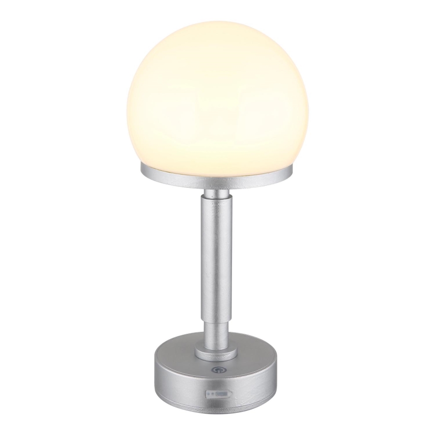 Globo - Lampe de table tactile rechargeable et à intensité variable LED/2,5W/5V 1800mAh 2800K argent
