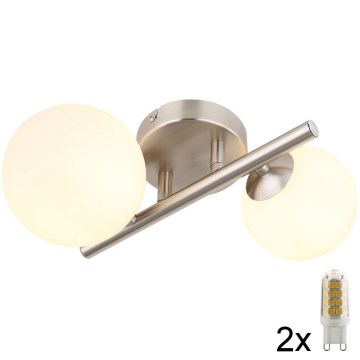 Globo - LED Bevestigde Hanglamp 2xG9/3W/230V mat chroom