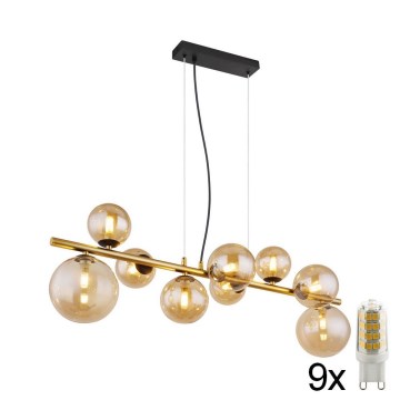 Globo - LED Hanglamp aan een koord 9xG9/3W/230V messing