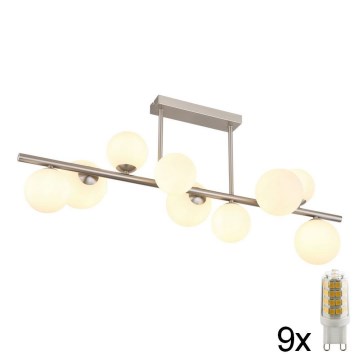 Globo - LED Hanglamp met vaste pendel 9xG9/3W/230V mat chroom