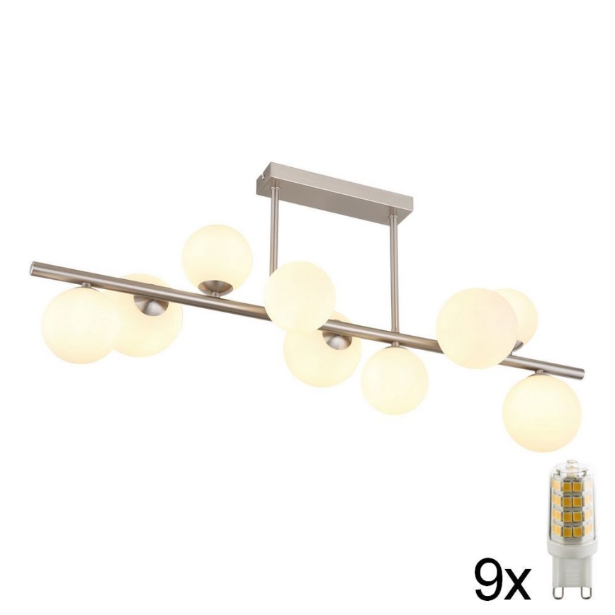 Globo - LED Hanglamp met vaste pendel 9xG9/3W/230V mat chroom