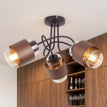 Globo - Lustre fixé au plafond 3xE27/40W/230V noir/bronze