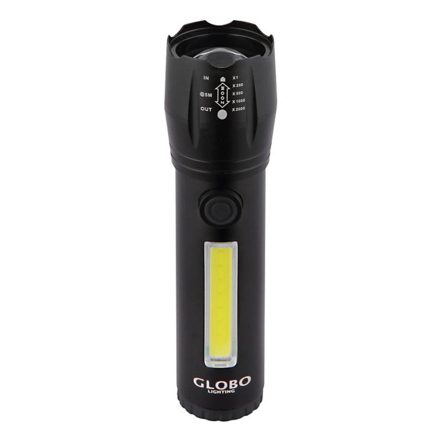 Globo - Oplaadbare LED-zaklamp LED/3W/5V + COB/3W 5500K 1200 mAh