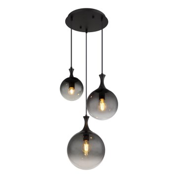 Globo - Suspension filaire 3xE27/10W/230V d. 48 cm noir
