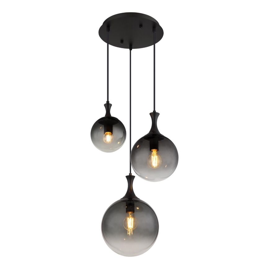 Globo - Suspension filaire 3xE27/10W/230V d. 48 cm noir