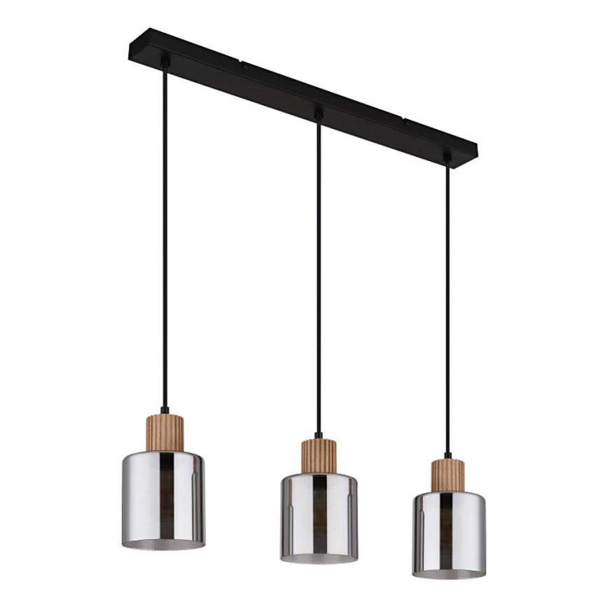 Globo - Suspension filaire 3xE27/25W/230V noir