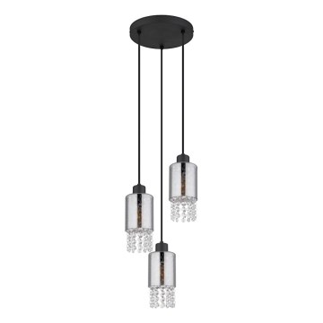 Globo - Suspension filaire 3xE27/40W/230V d. 25 cm noir