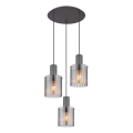 Globo - Suspension filaire 3xE27/40W/230V d. 48 cm gris