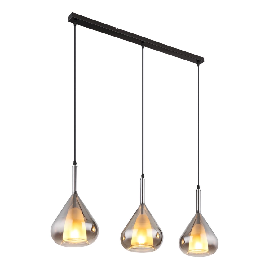 Globo - Suspension filaire 3xE27/60W/230V noir