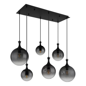 Globo - Suspension filaire 6xE27/10W/230V noir