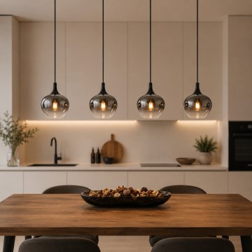 Globo - Suspension sur câble 4xE27/40W/230V noire