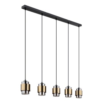 Globo - Suspension sur câble 5xE27/40W/230V noir/laiton
