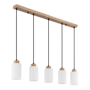 Globo - Suspension sur câble 5xE27/60W/230V beige/blanc