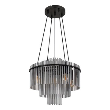 Globo - Suspension sur câble 5xE27/60W/230V noire