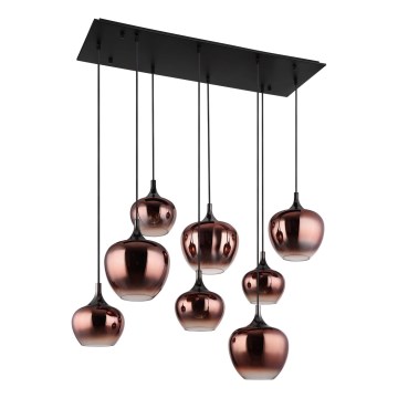 Globo - Suspension sur câble 8xE27/40W/230V, finition cuivrée