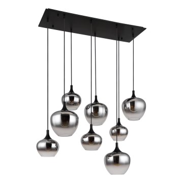 Globo - Suspension sur câble 8xE27/40W/230V noir