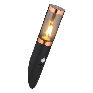 Globo - Wandlamp voor buiten met sensor 1xE27/15W/230V IP44 zwart/koper