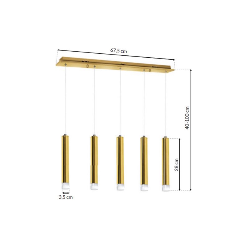 Goudkleurige LED Plafondlamp GOLDIE 5x LED / 25W / 230V