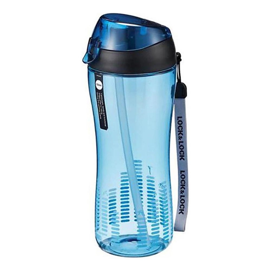 Gourde de sport avec paille 550 ml, bleue