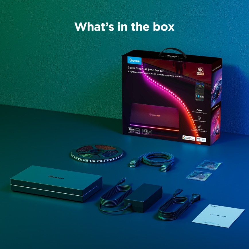Govee - AI Sync Box 2 pour Smart TV — rétroéclairage RGBICW immersif 55-65 Wi-Fi
