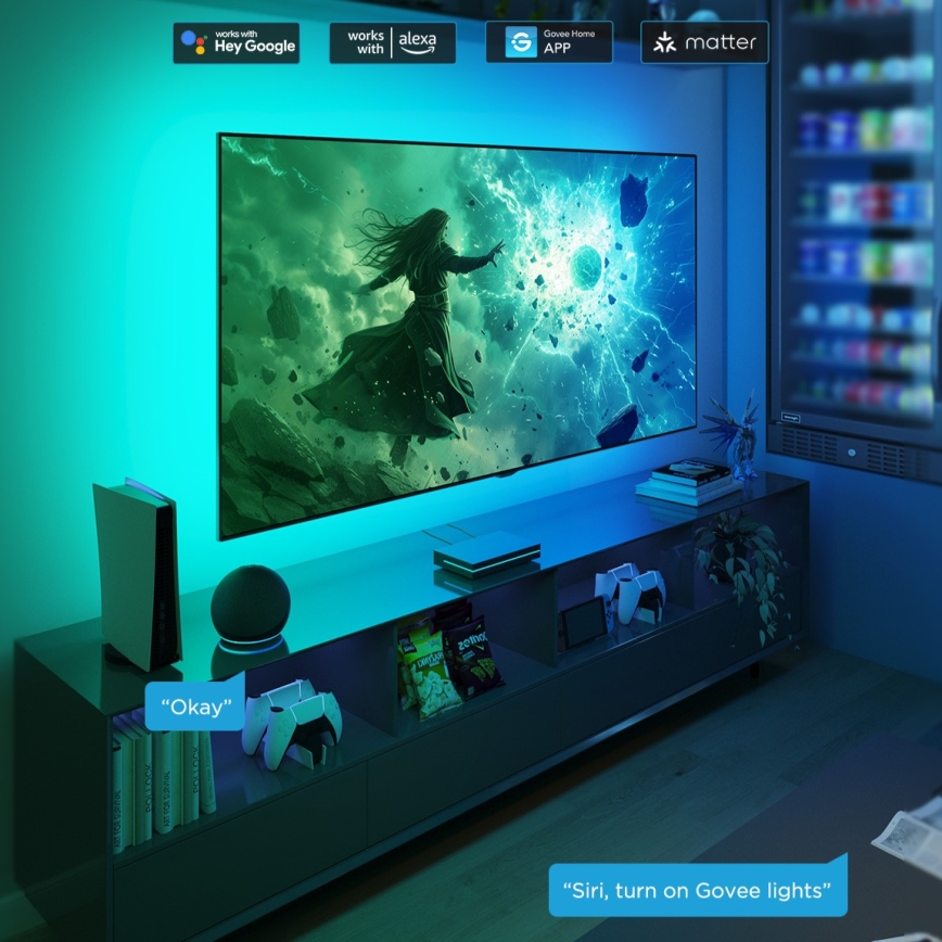 Govee - AI Sync Box 2 voor smart-tv, RGBICW-achtergrondverlichting 55-65 Wi-Fi