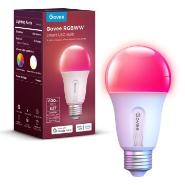 Govee - Ampoule LED RGBWW à intensité variable Smart E27/9W/230V 2700-6500K Wi-Fi