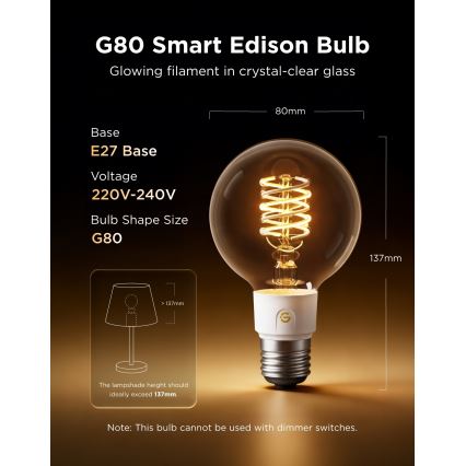 Govee - Ampoule LED RGBWW dimmable Smart MATTER G80 E27/5W/230V 2700-6500K Wi-Fi