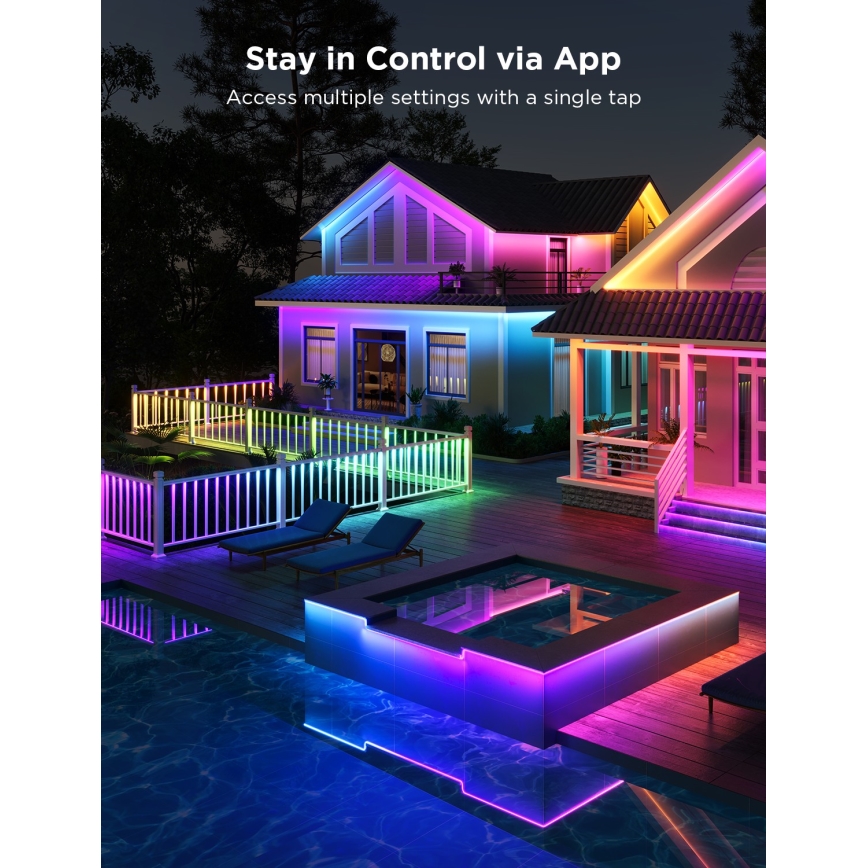 Govee - Buiten Pro SMART RGBICWW buitenshuis LED Strip 10m 2700-6500K Wi-Fi IP65