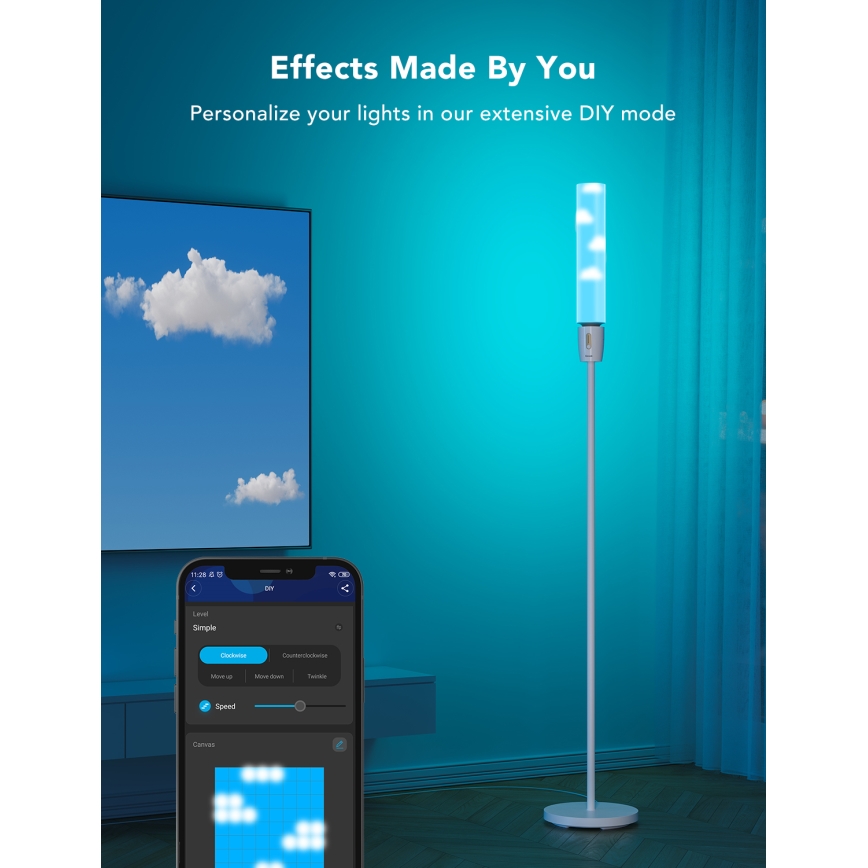 Govee - Dimbare LED Staande lamp CYLINDER SMART RGBICWW 2200-6500K