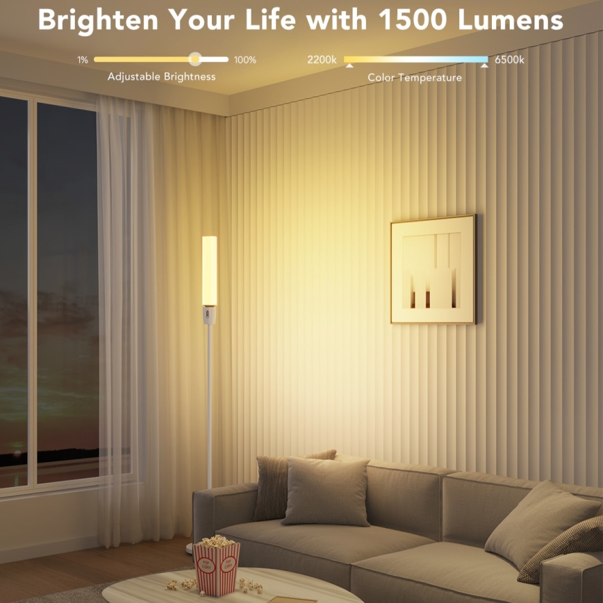 Govee - Dimbare LED Staande lamp CYLINDER SMART RGBICWW 2200-6500K