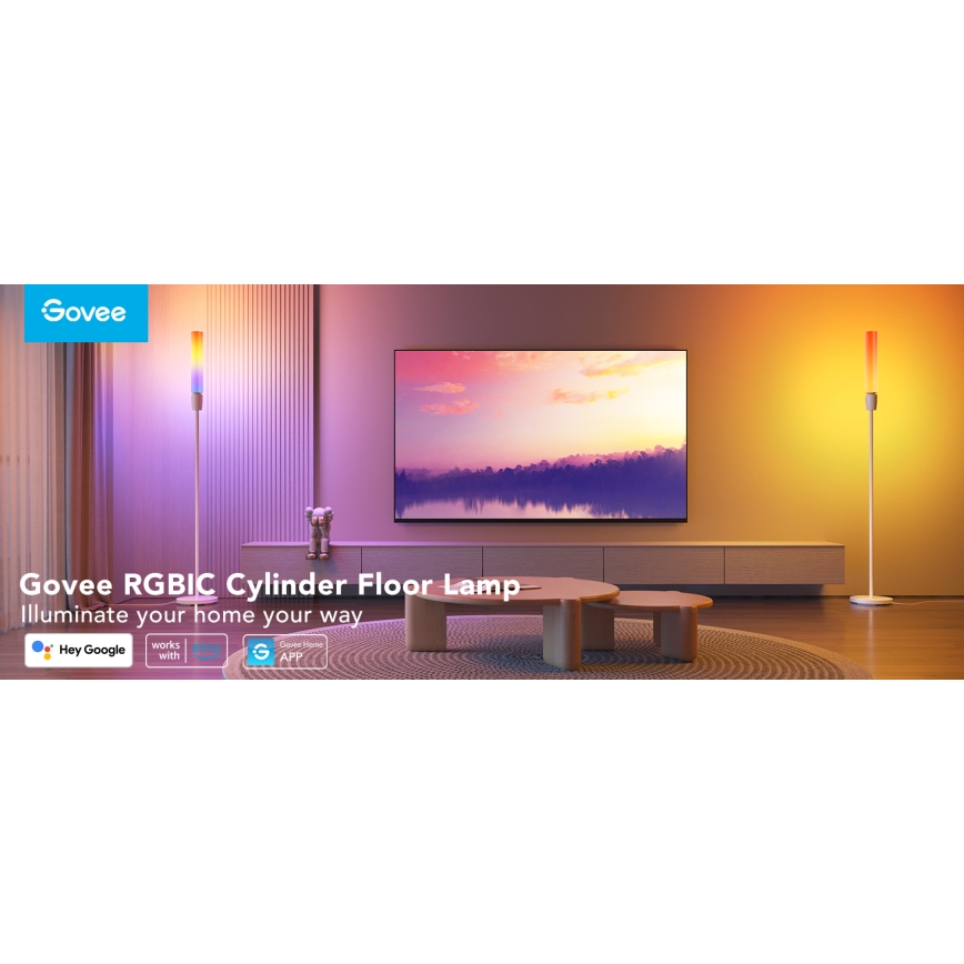 Govee - Dimbare LED Staande lamp CYLINDER SMART RGBICWW 2200-6500K