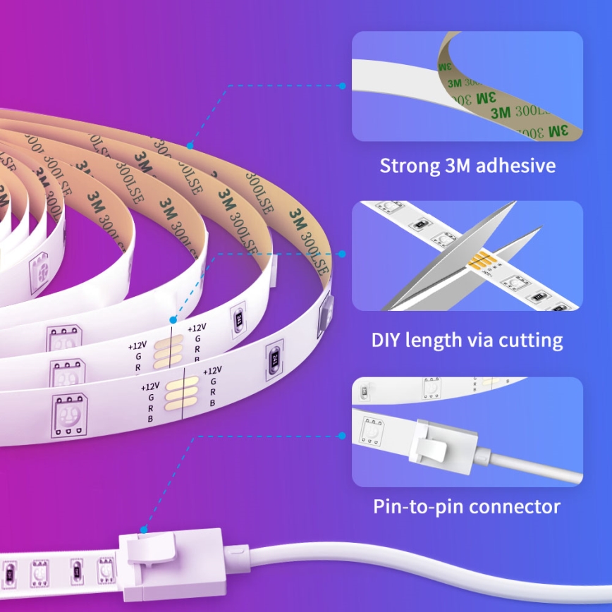 Govee - Dimbare RGB LED-strip smart LED/36W/24V 10 m Wi-Fi