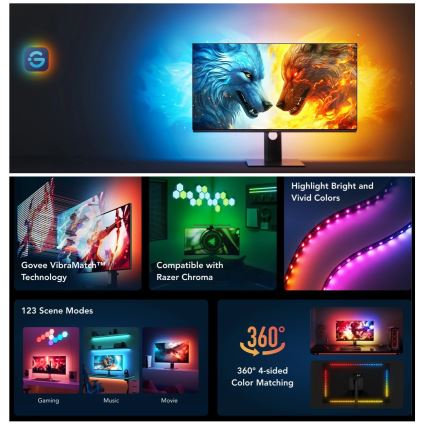 Govee - Dreamview G1 Smart LED RGBIC luminaire pour écran 27-34" Wi-Fi